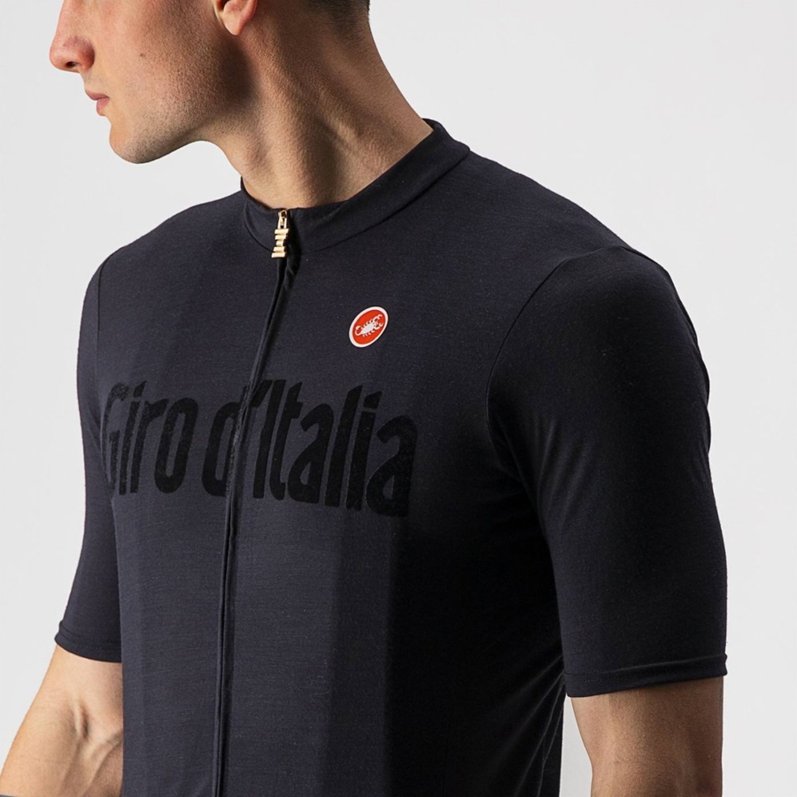 Castelli HERITAGE MAGLIA NERA Miesten Pelipaita Mustat | HOYC-17425